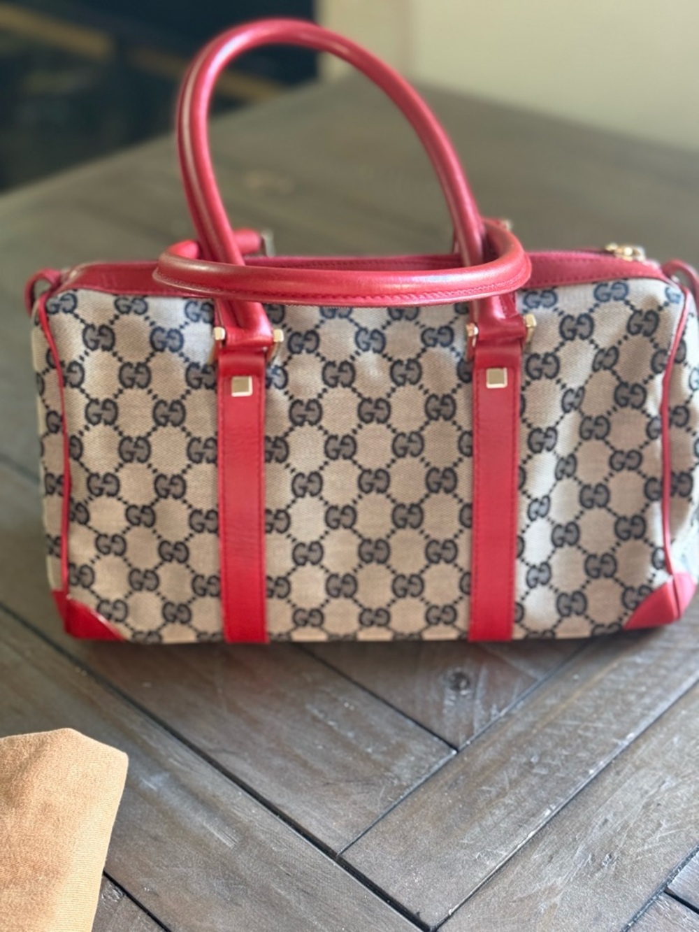 Authentic Gucci Boston Bag canvas & leather  EUC - Picture 4 of 13